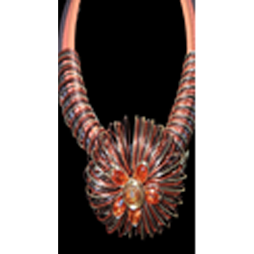 Orange Gold Wire Coil Necklace and Earring Set